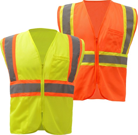 GSS Safety Standard Class 2 Two Tone Mesh Zipper Safety Vest 1005/1006