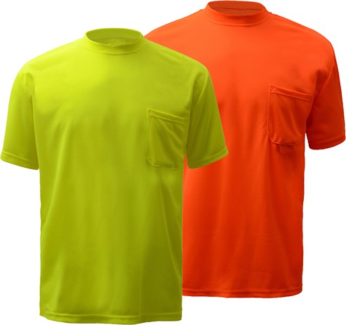 Moisture Wicking Short Sleeve Safety T-Shirt with Chest Pocket