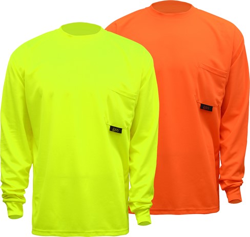 Moisture Wicking Long Sleeve Safety T-Shirt with Chest Pocket | GSS Safety