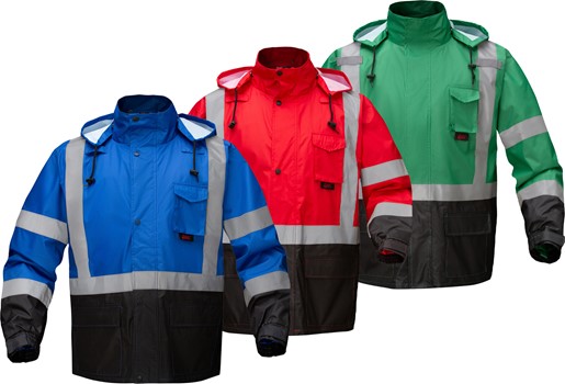 Non-ANSI Premium Hooded Rain Jacket Black Bottom | GSS Safety